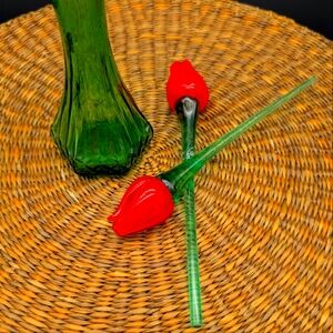 Vintage (1999) Royal Gallery Hand Blown Art Glass Tulips